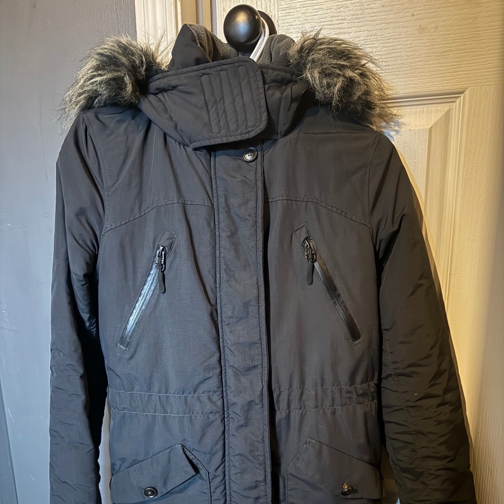 Long black parka winter coat